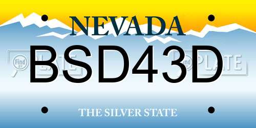 BSD43D Nevada License Plate