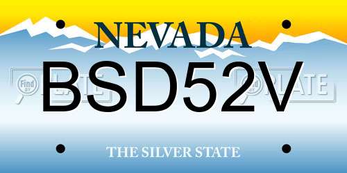 BSD52V Nevada License Plate