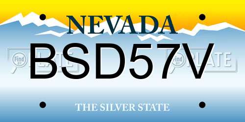 BSD57V Nevada License Plate