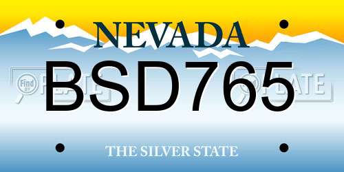 BSD765 Nevada License Plate