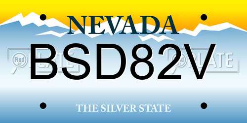 BSD82V Nevada License Plate