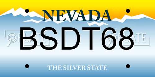 BSDT68 Nevada License Plate