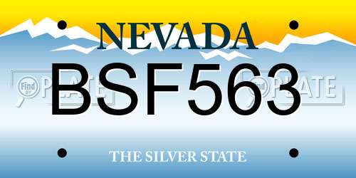 BSF563 Nevada License Plate
