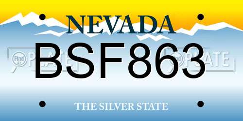 BSF863 Nevada License Plate