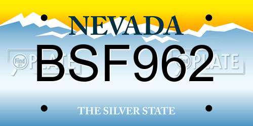 BSF962 Nevada License Plate