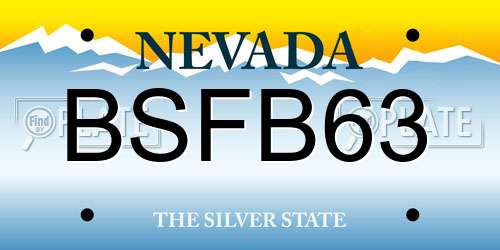 BSFB63 Nevada License Plate