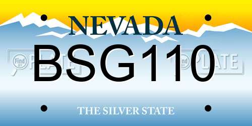 BSG110 Nevada License Plate