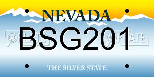 BSG201 Nevada License Plate