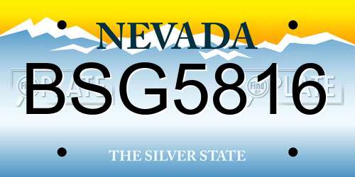 BSG5816 Nevada License Plate