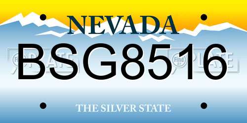 BSG8516 Nevada License Plate