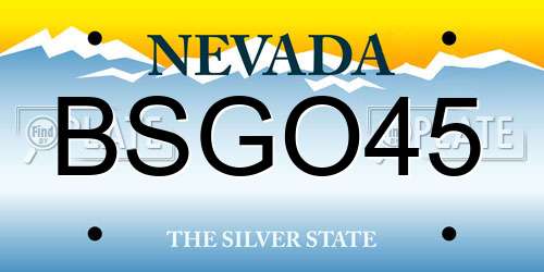 BSGO45 Nevada License Plate