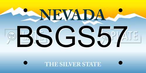 BSGS57 Nevada License Plate