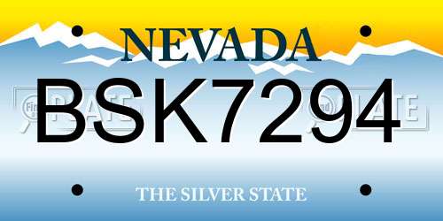 BSK7294 Nevada License Plate