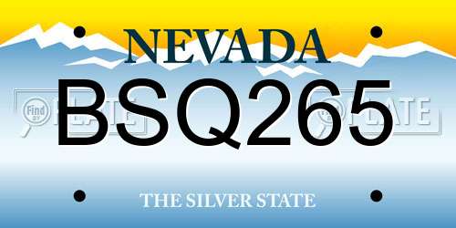 BSQ265 Nevada License Plate