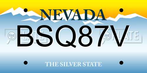 BSQ87V Nevada License Plate