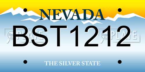 BST1212 Nevada License Plate