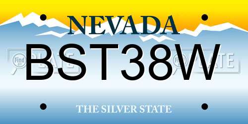 BST38W Nevada License Plate