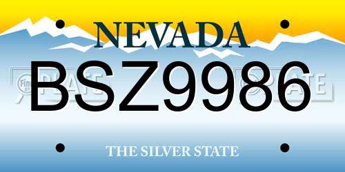 BSZ9986 Nevada License Plate