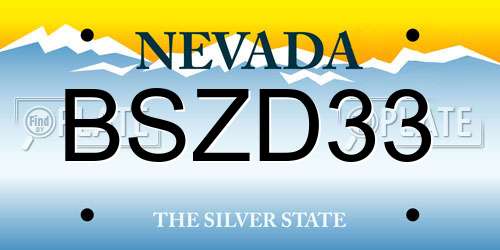 BSZD33 Nevada License Plate