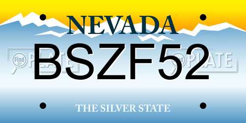 BSZF52 Nevada License Plate
