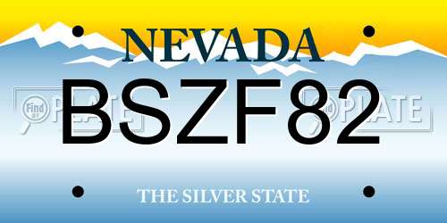 BSZF82 Nevada License Plate