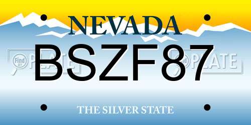 BSZF87 Nevada License Plate