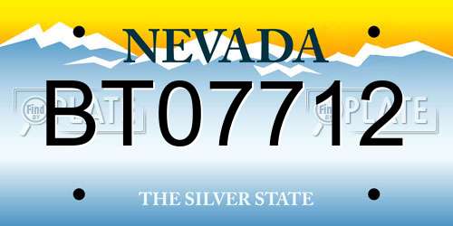 BT07712 Nevada License Plate