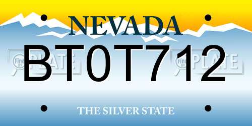 BT0T712 Nevada License Plate