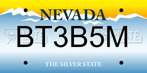 BT3B5M Nevada License Plate