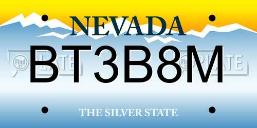 BT3B8M Nevada License Plate