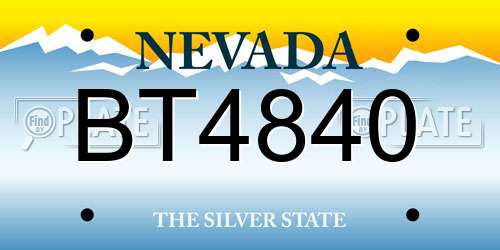 BT4840 Nevada License Plate