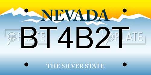 BT4B2T Nevada License Plate