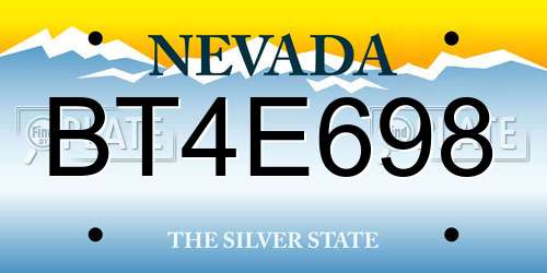 BT4E698 Nevada License Plate