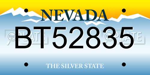 BT52835 Nevada License Plate