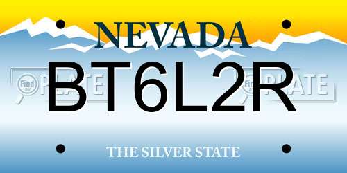 BT6L2R Nevada License Plate