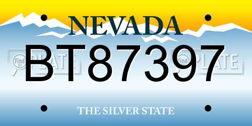 BT87397 Nevada License Plate