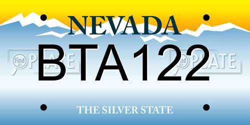 BTA122 Nevada License Plate
