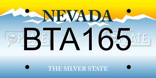BTA165 Nevada License Plate