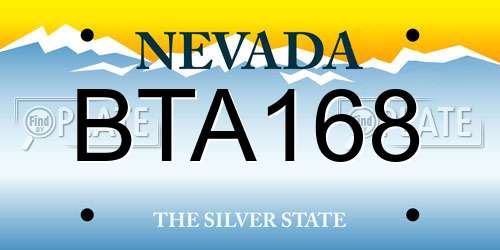 BTA168 Nevada License Plate
