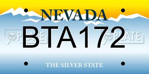 BTA172 Nevada License Plate