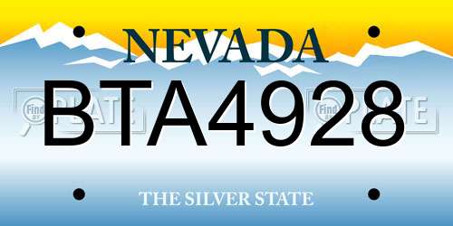 BTA4928 Nevada License Plate