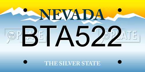 BTA522 Nevada License Plate