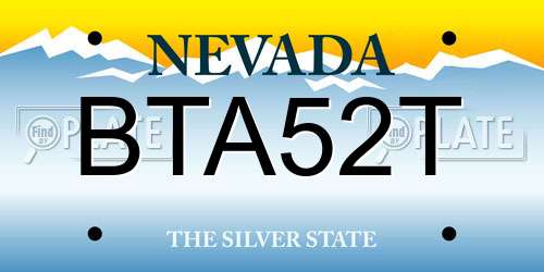 BTA52T Nevada License Plate