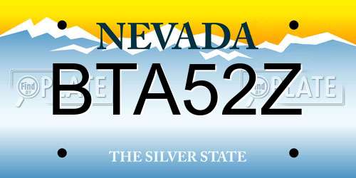 BTA52Z Nevada License Plate