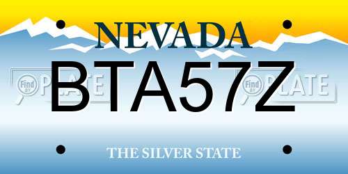 BTA57Z Nevada License Plate