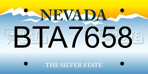 BTA7658 Nevada License Plate