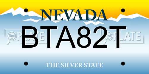 BTA82T Nevada License Plate