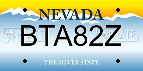 BTA82Z Nevada License Plate