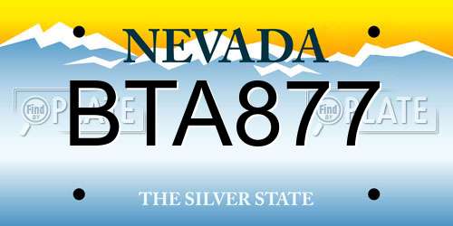 BTA877 Nevada License Plate