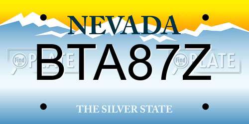 BTA87Z Nevada License Plate